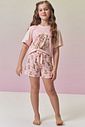 Conjunto de pijama com blusa em meia malha e shorts em malha fresh 95089 Vic Teen Menina
