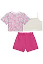 Trio de top em ribana canelada, blusa em tela fashion e shorts em cupro 93253 Infanti Infantil Menina Trio de top em ribana canelada, blusa em tela fashion e shorts em cupro 93253 Infanti Infantil Menina