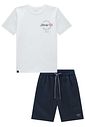 Conjunto de camiseta em meia malha e bermuda em moletom sem pelúcia 97980 Johnny Fox Teen Menino