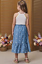 Conjunto de regata em canelado liz com saia midi em denim bordado 96208 Infanti Infantil Menina