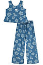 Conjunto de bata e calça em jeans 95069 Kukiê Infantil Menina