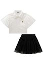 Conjunto de camisa em tricoline com elastano e saia em tule. Com shorts embutido 97193 Infanti Infantil Menina Conjunto de camisa em tricoline com elastano e saia em tule. Com shorts embutido 97193 Infanti Infantil Menina