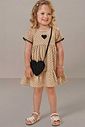 Vestido em crepe textura poá (acompanha bolsa) 21521 Kukiê Bebê Menina