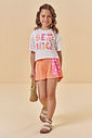 Conjunto de blusa em meia malha e shorts em malha big waffle 94622 Kukiê Infantil Menina