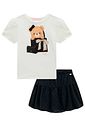 Conjunto de blusa em cotton e saia em chiffon shine (com shorts embutido) 99650 Kukiê Infantil Menina Conjunto de blusa em cotton e saia em chiffon shine (com shorts embutido) 99650 Kukiê Infantil Menina