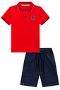 Conjunto de camisa polo em meia malha e bermuda em sarja girassol com elastano 98433 LucBoo Infantil Menino Conjunto de camisa polo em meia malha e bermuda em sarja girassol com elastano 98433 LucBoo Infantil Menino