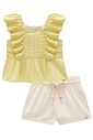 Conjunto de bata em blend de linho bordado com shorts em sarja com elastano 98107 Infanti Infantil Menina Conjunto de bata em blend de linho bordado com shorts em sarja com elastano 98107 Infanti Infantil Menina