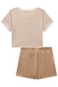 Conjunto de blusa em canelado listrado e short saia em malha mesclada 98671 Lilimoon Teen Menina Conjunto de blusa em canelado listrado e short saia em malha mesclada 98671 Lilimoon Teen Menina