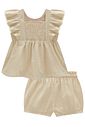 Conjunto de bata e shorts em linho com elastano 98560 Infanti Bebê Menina