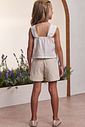 Conjunto de blusa em linho bordado folhas e shorts em sarja com elastano 98670 Infanti Infantil Menina Conjunto de blusa em linho bordado folhas e shorts em sarja com elastano 98670 Infanti Infantil Menina