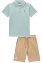 Conjunto de camisa polo em malha mesclada e bermuda em linho santorine com elastano 97102 LucBoo Infantil Menino
