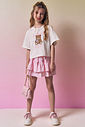 Conjunto de blusa em meia malha, saia em tricoline com elastano e shorts embutido 96868 Vic Teen Menina Conjunto de blusa em meia malha, saia em tricoline com elastano e shorts embutido 96868 Vic Teen Menina