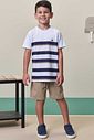 Conjunto de camiseta em meia malha e bermuda em cotton jeans com elastano 98272 LucBoo Infantil Menino