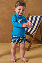 Conjunto de camiseta e sunga em malha UV dry com proteção UV50+ 95707 LucBoo Bebê Menino