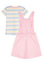 Conjunto de blusa em canelado e salopete em moletom sem pelúcia 97145 Kukiê Infantil Menina