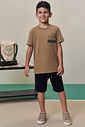 Conjunto de camiseta em meia malha e bermuda em molevisco com elastano 98269 LucBoo Infantil Menino