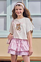 Conjunto de blusa em meia malha, saia em tricoline com elastano e shorts embutido 96868 Vic Teen Menina Conjunto de blusa em meia malha, saia em tricoline com elastano e shorts embutido 96868 Vic Teen Menina