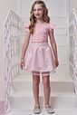Conjunto de blusa em canelado liz e saia em tule bordado borboletas. Com short embutido 98897 Infanti Infantil Menina