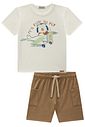 Conjunto de camiseta em meia malha e bermuda em cotton jeans com elastano 94553 LucBoo Infantil Menino Conjunto de camiseta em meia malha e bermuda em cotton jeans com elastano 94553 LucBoo Infantil Menino