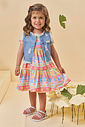 Vestido em malha fresh e colete em jeans arkansas 95571 Kukiê Infantil Menina Vestido em malha fresh e colete em jeans arkansas 95571 Kukiê Infantil Menina