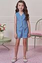 Conjunto de colete e shorts em jeans com elastano 93234 Infanti Infantil Menina Conjunto de colete e shorts em jeans com elastano 93234 Infanti Infantil Menina