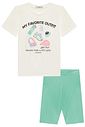 Conjunto de camiseta over em meia malha e bermuda biker em malha poliamida UV 50+ 96484 Lilimoon Teen Menina