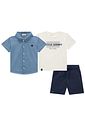 Trio de camiseta em meia malha, camisa jeans e bermuda em sarja girassol com elastano 95440 Johnny Fox Teen Menino