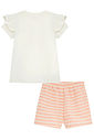 Conjunto de blusa em cotton e short saia em tecido listrado shine 93655 Kukiê Infantil Menina