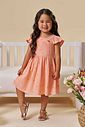 Vestido em linho bordado corações 96598 Infanti Infantil Menina