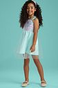 Fantasia de Sereia (Vestido em malha UV, tule e paetê cristal, acompanha cauda removível) 97607 Kukiê Infantil Menina