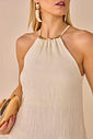 Vestido maxi midi em blend de linho com efeito levemente plissado. Acompanha saia forro 95618 Linzzi Vestido maxi midi em blend de linho com efeito levemente plissado. Acompanha saia forro 95618 Linzzi