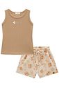 Conjunto de regata em canelado liz com shorts em moletom sem pelúcia 99151 Infanti Infantil Menina
