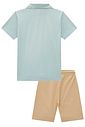 Conjunto de camisa polo em malha mesclada e bermuda em linho santorine com elastano 97102 LucBoo Infantil Menino