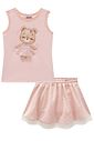 Conjunto de regata em malha power e saia em tule paetê (com shorts embutido) 96965 Infanti Infantil Menina