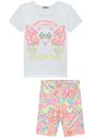 Conjunto de blusa alongada em meia malha e bermuda biker em malha power 95319 Infanti Infantil Menina