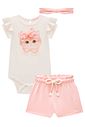 Conjunto de body em cotton e shorts em molevisco (acompanha faixa) 98701 Kukiê Bebê Menina Conjunto de body em cotton e shorts em molevisco (acompanha faixa) 98701 Kukiê Bebê Menina