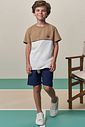 Conjunto de camiseta em meia malha e bermuda em sarja girassol com elastano 97913 LucBoo Infantil Menino Conjunto de camiseta em meia malha e bermuda em sarja girassol com elastano 97913 LucBoo Infantil Menino