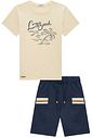 Conjunto de camiseta em meia malha e bermuda em sarja girassol com elastano 96574 LucBoo Infantil Menino Conjunto de camiseta em meia malha e bermuda em sarja girassol com elastano 96574 LucBoo Infantil Menino