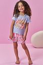 Conjunto de pijama de blusa em meia malha e shorts em malha fresh (acompanha máscara) 94316 Kukiê Infantil Menina