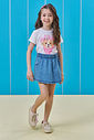 Conjunto de blusa em meia malha e short saia em jeans com elastano 97132 Kukiê Infantil Menina Conjunto de blusa em meia malha e short saia em jeans com elastano 97132 Kukiê Infantil Menina