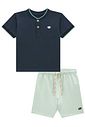 Conjunto de camiseta em meia malha e bermuda em malha alfaiataria 99409 Johnny Fox Teen Menino