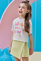 Conjunto de blusa em malha power e tela e short saia em moletom sem pelúcia 93628 Kukiê Infantil Menina