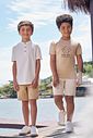 Conjunto de camiseta em malha mesclada e bermuda em moletom linho sem pelúcia 97097 LucBoo Infantil Menino