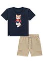 Conjunto de camiseta em meia malha e bermuda em moletwill com elastano 95178 Johnny Fox Teen Menino Conjunto de camiseta em meia malha e bermuda em moletwill com elastano 95178 Johnny Fox Teen Menino