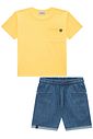 Conjunto de camiseta em meia malha e bermuda em jeans benicio com elastano 97270 LucBoo Infantil Menino Conjunto de camiseta em meia malha e bermuda em jeans benicio com elastano 97270 LucBoo Infantil Menino