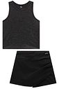Conjunto de regata em malha brilho e short saia em alfaiataria marant 96902 Vic Teen Menina