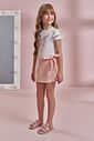 Conjunto de blusa em cotton e short saia em tecido listrado shine 93655 Kukiê Infantil Menina