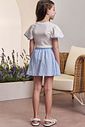 Conjunto de blusa em canelado e tricoline e saia em tecido listrado. Com shorts embutido 98361 Infanti Infantil Menina Conjunto de blusa em canelado e tricoline e saia em tecido listrado. Com shorts embutido 98361 Infanti Infantil Menina
