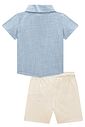 Conjunto de camisa em verano chambray e bermuda em linho santorine com elastano 95172 Johnny Fox Teen Menino Conjunto de camisa em verano chambray e bermuda em linho santorine com elastano 95172 Johnny Fox Teen Menino