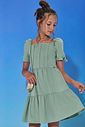 Vestido em linho com elastano 98888 Vic Teen Menina Vestido em linho com elastano 98888 Vic Teen Menina
